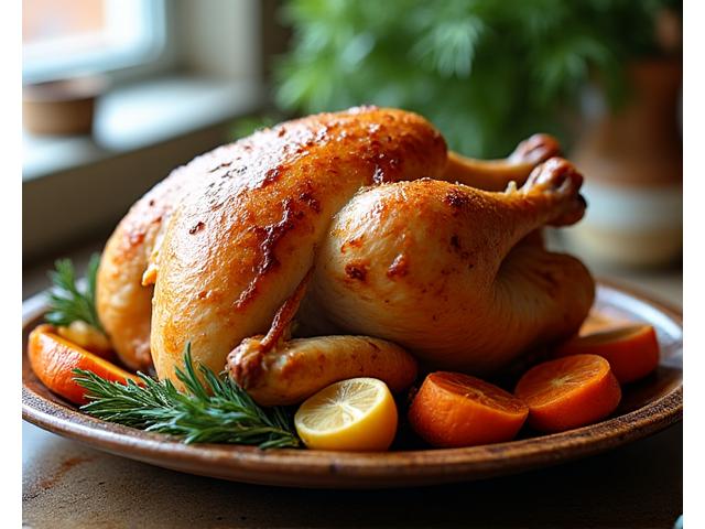 Plat de poulet rôti aux herbes, doré et croustillant