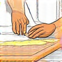 Icone mains en action de cuisine, manipulation d'ingrédients