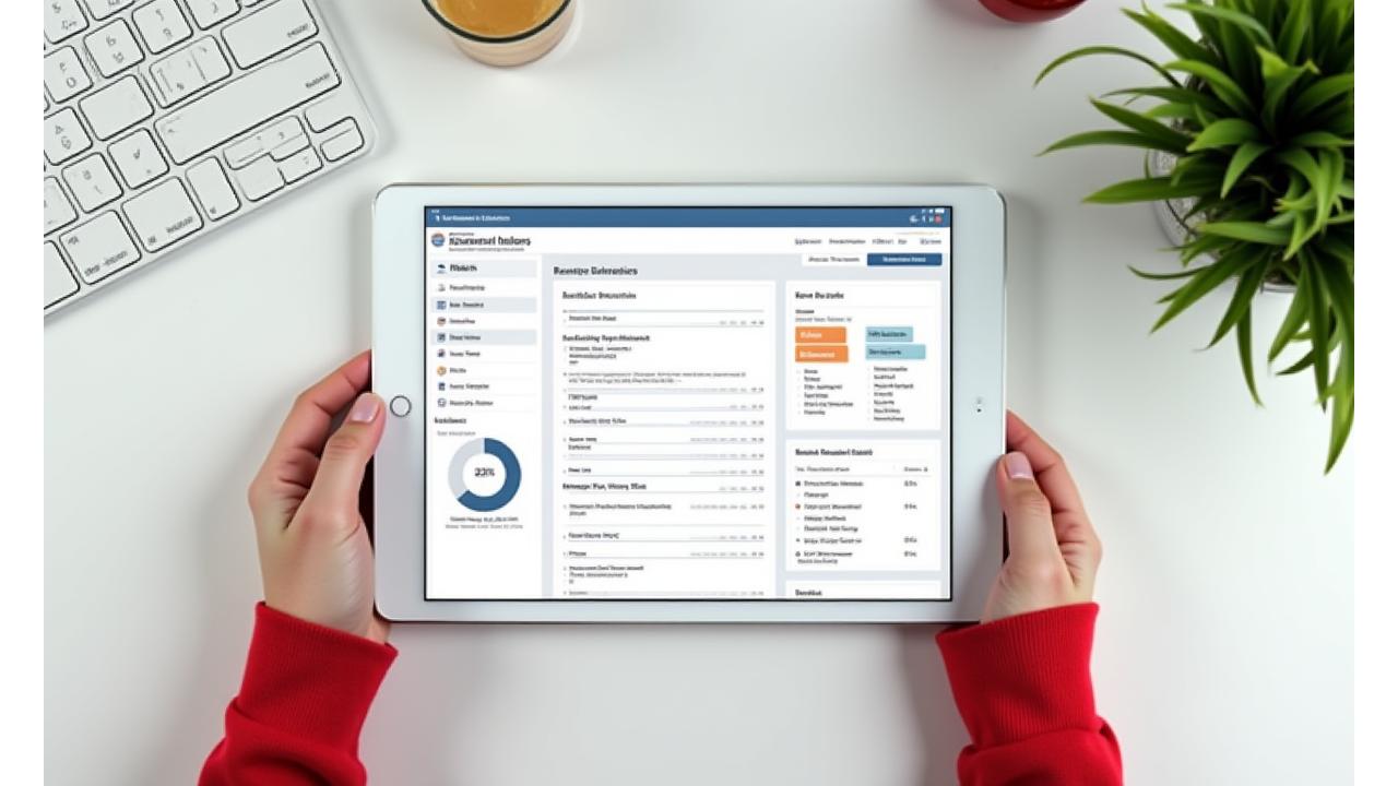Interface d'un questionnaire numérique moderne sur une tablette, montrant des questions sur la gestion d'un restaurant avec des graphiques et des curseurs. L'interface utilise les couleurs de la palette Lumière Cuisine.