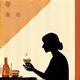 Icône d'une silhouette de client dans une salle de restaurant élégante