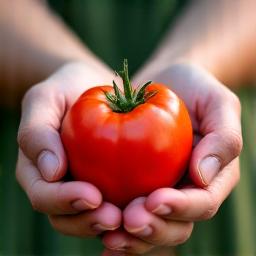 Hand gently holding a ripe fruit, symbolizing ethical sourcing and fair trade
