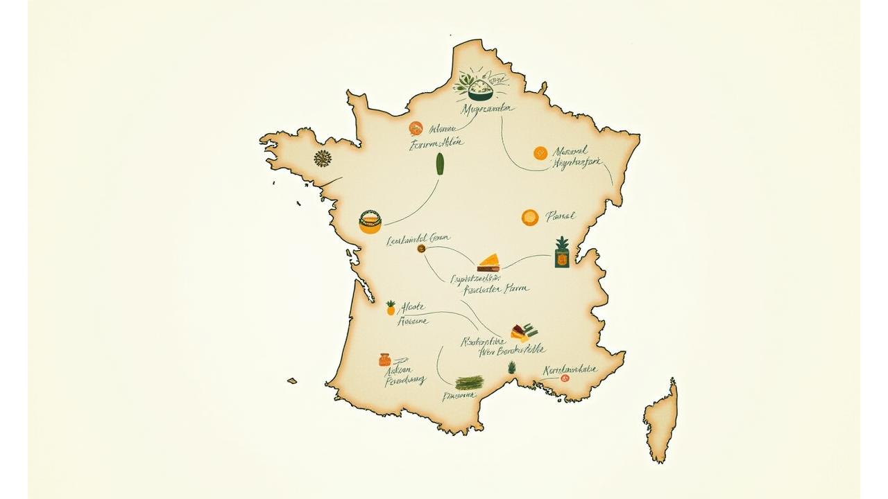 Carte interactive montrant la localisation de producteurs bio autour de Paris et en Île-de-France, avec des icônes de produits frais.