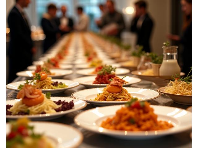Table de buffet élégante avec plats gourmands lors d'un événement traiteur