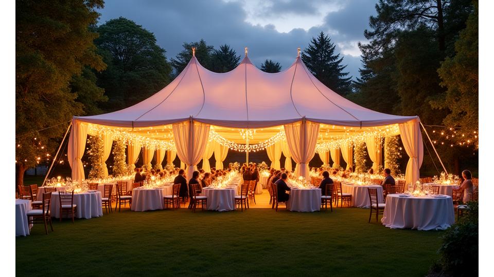 Magnifique mariage sous un chapiteau illuminé dans un château français