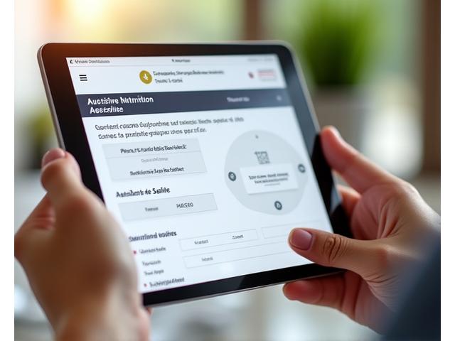 Interface d'évaluation nutritionnelle interactive sur tablette, montrant des graphiques de progression.