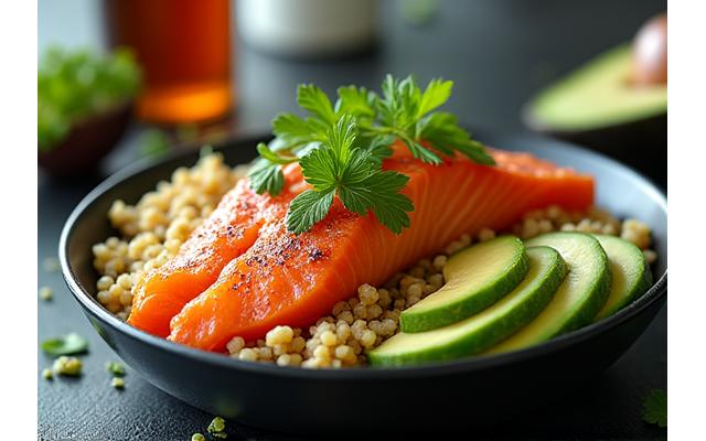 Repas riche en énergie pour athlètes, avec des glucides complexes et des protéines pour la récupération.