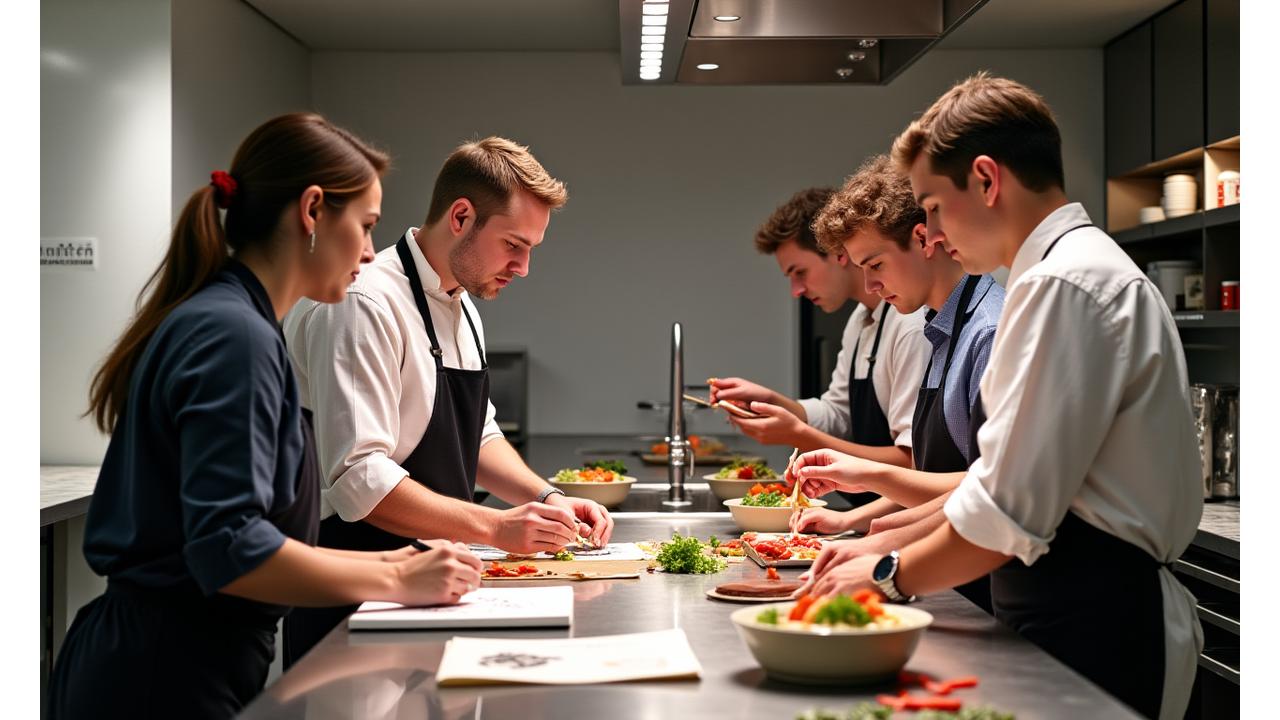 Chefs et clients en workshop collaboratif pour créer des snacks sur-mesure