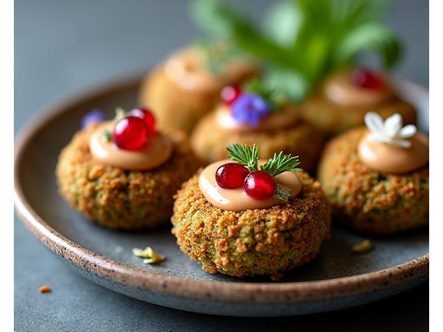 Falafels créatifs avec variations de houmous et garnitures méditerranéennes